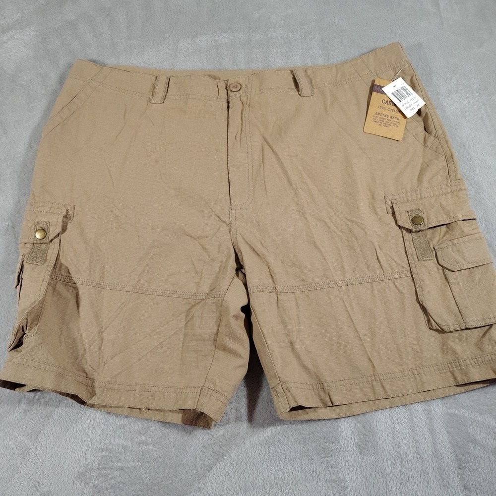 Marino Bay Cargo Shorts Men 42/8 Khaki‎ Enzyme Wash Hiking Durable Lightweight